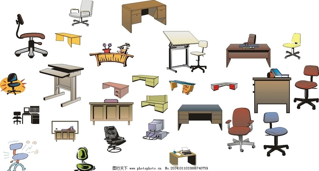 辦公桌椅矢量圖 現代辦公空間的視覺基石